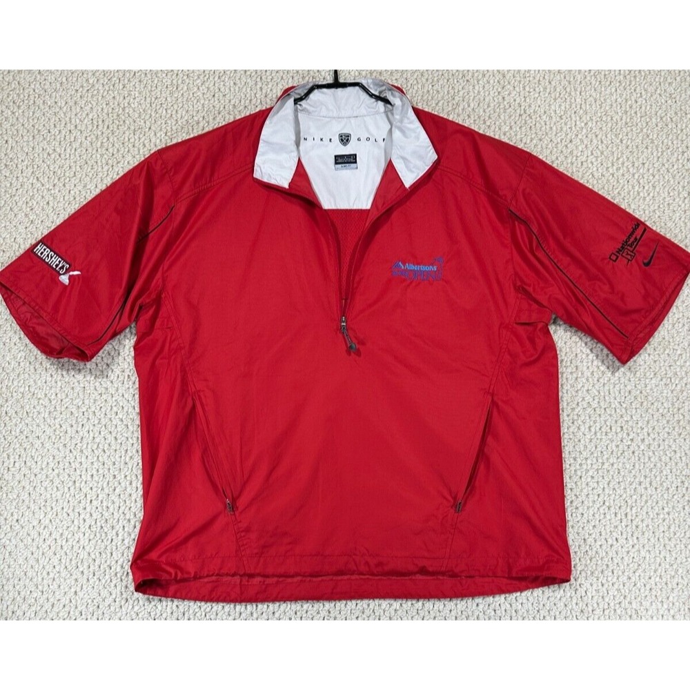 Nike Golf 1/2 Zip Mens L Red Clima-Fit Vented Windbreaker Albertsons Boise Open